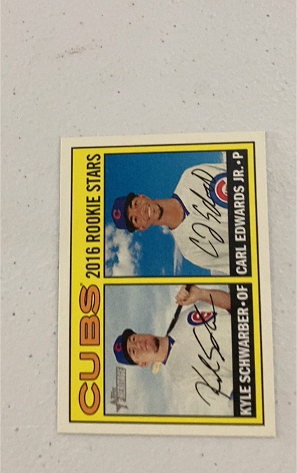 2016 Topps Heritage #161 Rookie Stars Kyle Schwarber / Carl Edwards Jr. — front
