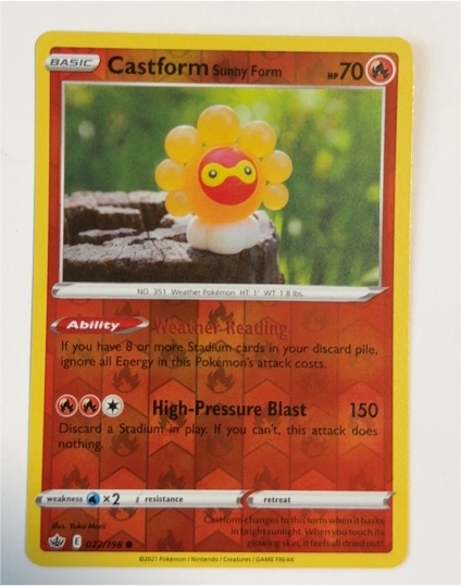 2021 Pokémon SWSH06: Chilling Reign #022 Castform Sunny Form — front