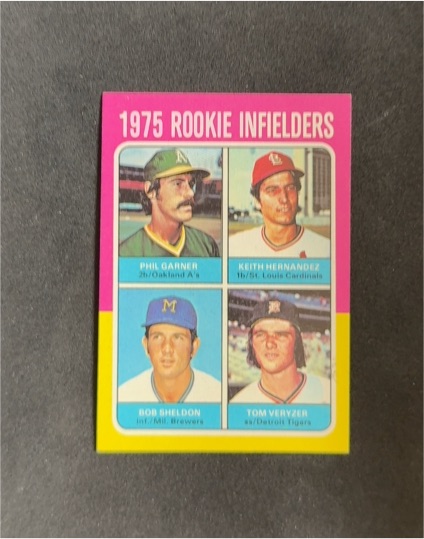 1975 Topps #623 Rookie Infielders Phil Garner Keith Hernandez Bob Sheldon Tom Veryzer — front