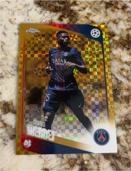 2025-26 Topps Chrome UEFA X-FRACTOR #69 Nuno Mendes, Paris Saint-Germain — front