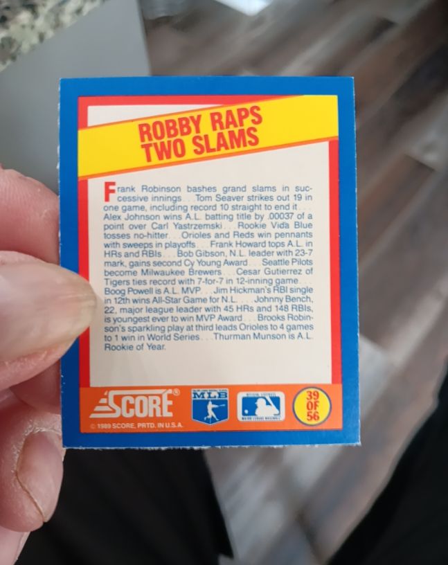 1989 Score #39 Frank Robinson — front