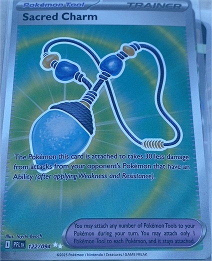 2025 Pokémon Phantasmal Flames #122 Sacred Charm — front