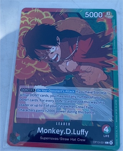 One Piece Card Game OP13-001 Monkey.D.Luffy Carrying On His Will — front