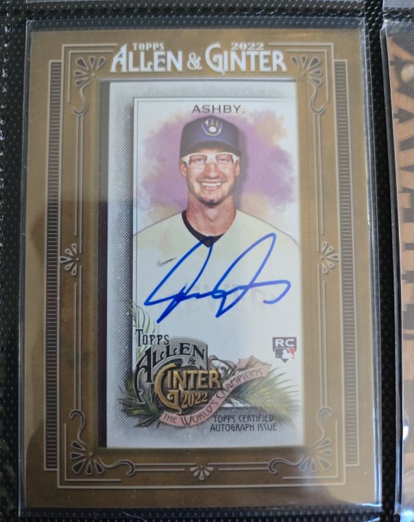 2022 Topps Allen & Ginter Framed Mini Autograph #MA-AA Aaron Ashby Rookie — front