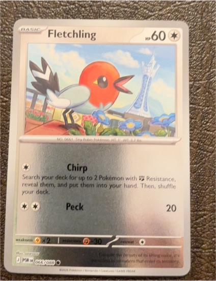 2016 Pokémon Perfect Order #066 Fletchling — front