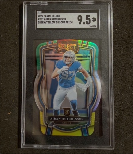 2022 Panini Select #267 Aidan Hutchinson Green/Yellow Die-Cut Prizm — front