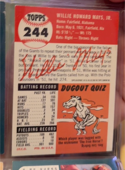 1955 Topps #244 Willie Mays — front
