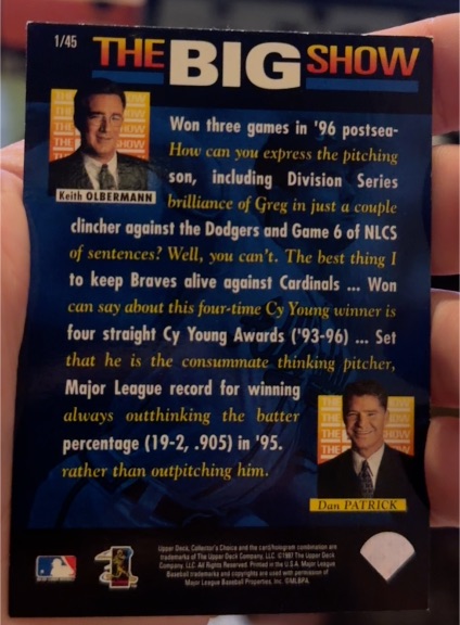 1996 Upper Deck Collector's Choice The Big Show #1 Keith Olbermann — front