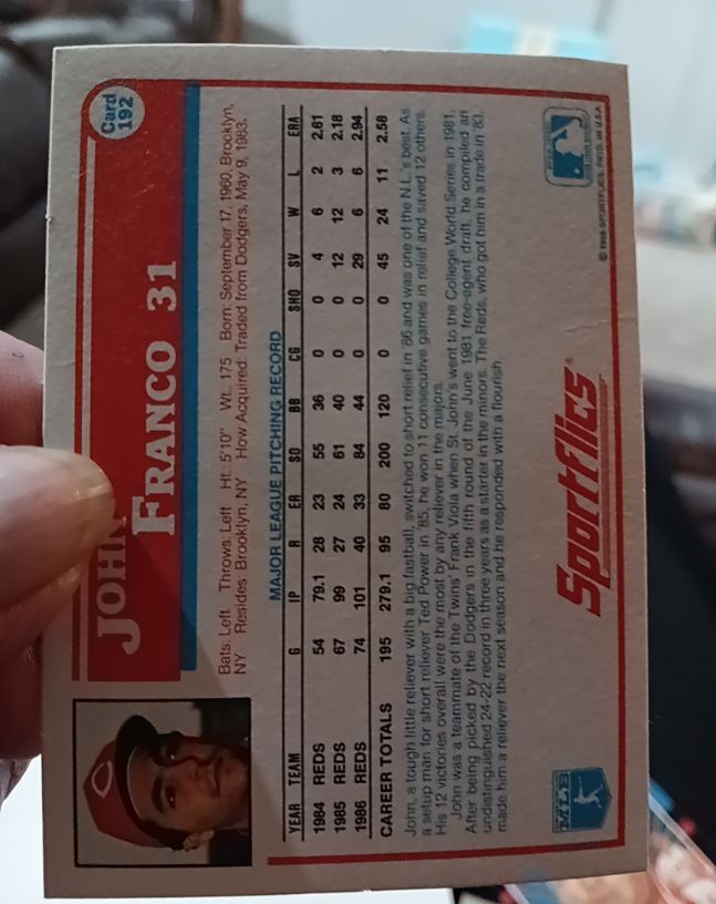 1986 Topps #192 John Franco — front