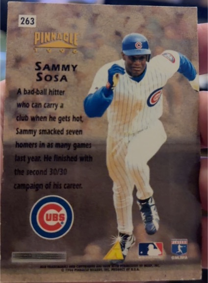 1993 Pinnacle #263 Sammy Sosa — front