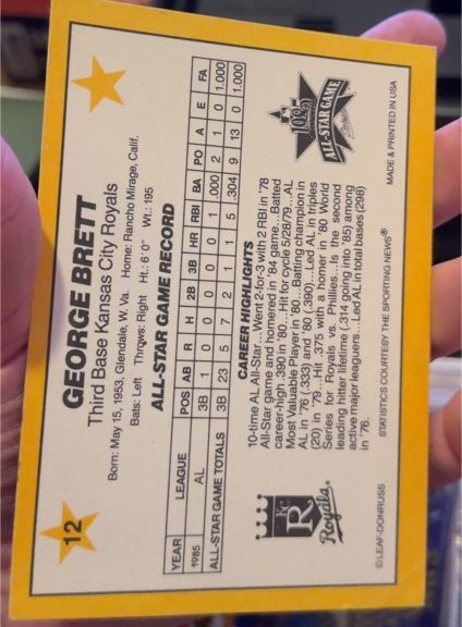 1988 Topps All-Star #88AS-19 George Brett — front