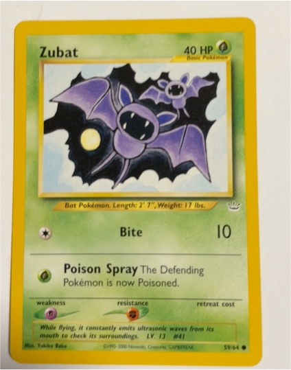 2001 Pokemon Neo Revelation #59 Zubat — front