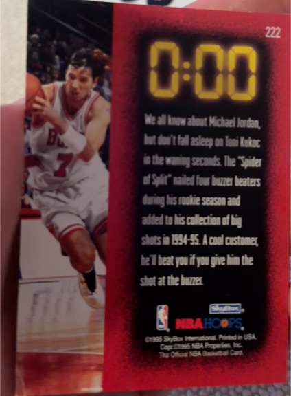 1995 SkyBox NBA Hoops Buzzer Beater #222 Toni Kukoc — front