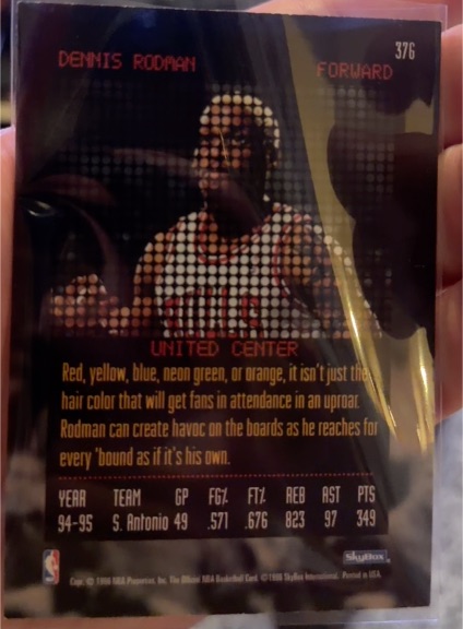 1996 SkyBox #376 Dennis Rodman — front