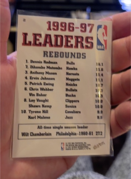 1996-97 NBA Hoops #1 Dennis Rodman — front