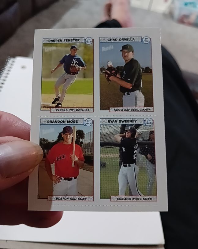 2005 Topps Bazooka 4 on 1 Stickers #50 Darren Fenster / Chad Orvella / Brandon Moss / Ryan Sweeney — front