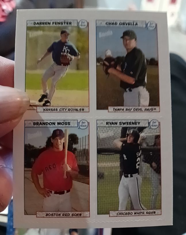 2005 Topps Bazooka 4 on 1 Stickers #50 Darren Fenster / Chad Orvella / Brandon Moss / Ryan Sweeney — front
