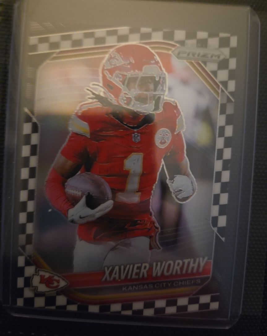 2024 Panini Prizm #399 Xavier Worthy Black and White Checkerboard — front