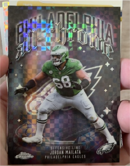 2025 Topps Chrome #ACT-12 Jordan Mailata All-Chrome X-Fractor — front