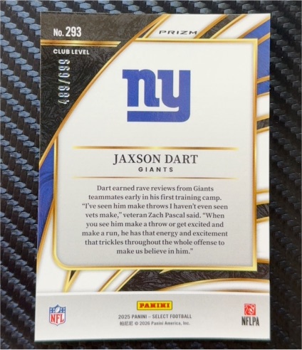 2025 Panini Select #293 Jaxson Dart — front