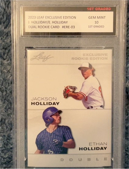 2023 Leaf Exclusive Rookie Edition #ERE-03 Jackson Holliday/Ethan Holliday — front