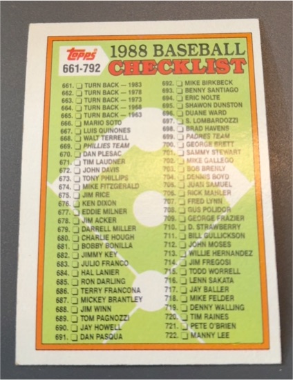 1988 Topps #776 Checklist: 661-792 — front