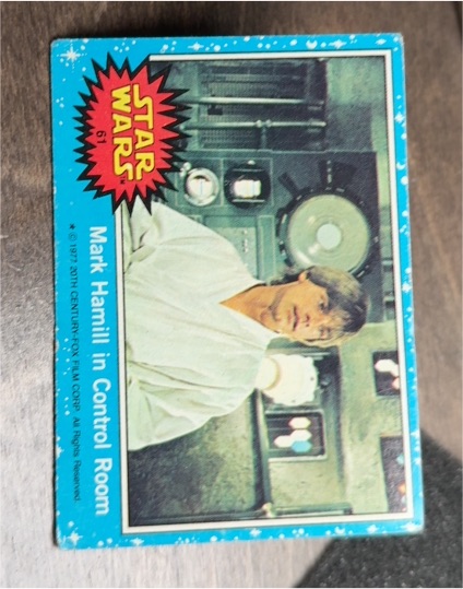 1977 Topps Star Wars #61 Mark Hamill in Control Room — front