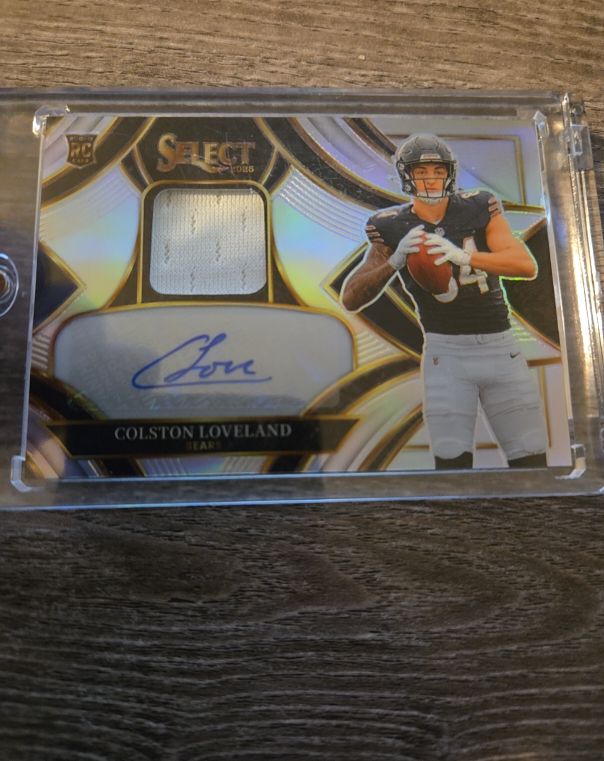 2025 Panini Select #RSMP-CLD Colston Loveland Rookie Patch Auto Silver Prizm /249 — front