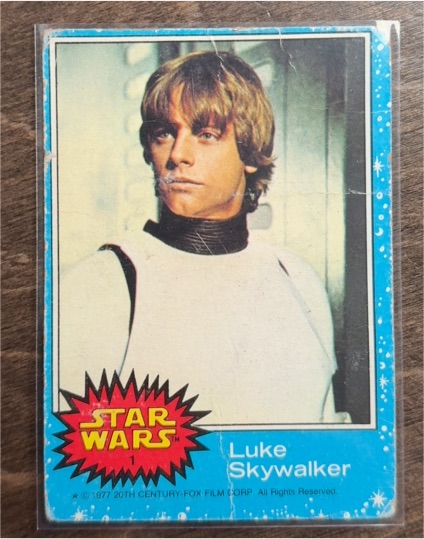 1977 Topps Star Wars Blue Series #1 Luke Skywalker — front