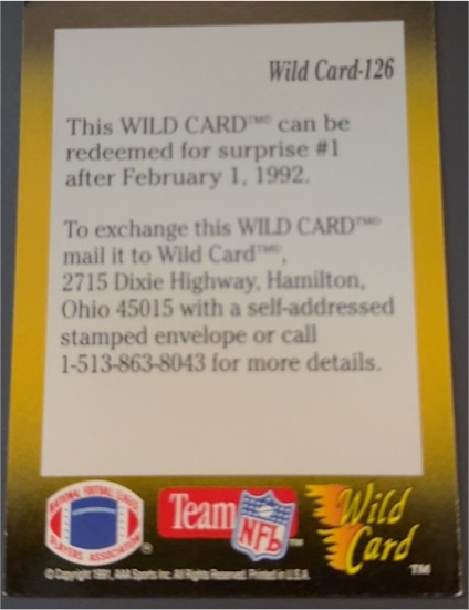 1991 Wild Card #126 Surprise Redemption Card — front
