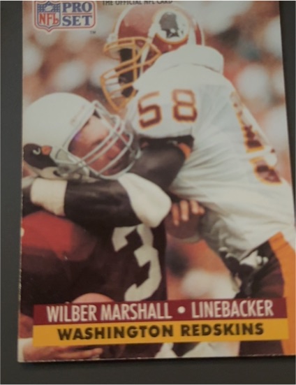 1991 Pro Set #681 Wilber Marshall Washington Redskins — front