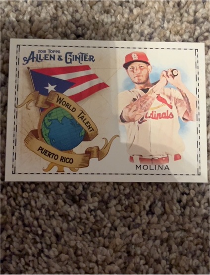 2018 Topps Allen & Ginter World Talent #WT-37 Yadier Molina — front