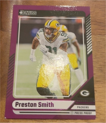 2024 Panini Donruss #138 Preston Smith Purple Press Proof — front