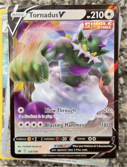 2021 Pokémon TCG Chilling Reign #124 Tornadus V — front