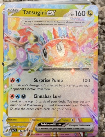 2024 Pokémon SV08 Surging Sparks #142 Tatsugiri ex — front