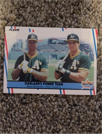 1988 Fleer #624 Oakland's Power Team Mark McGwire Jose Canseco — front