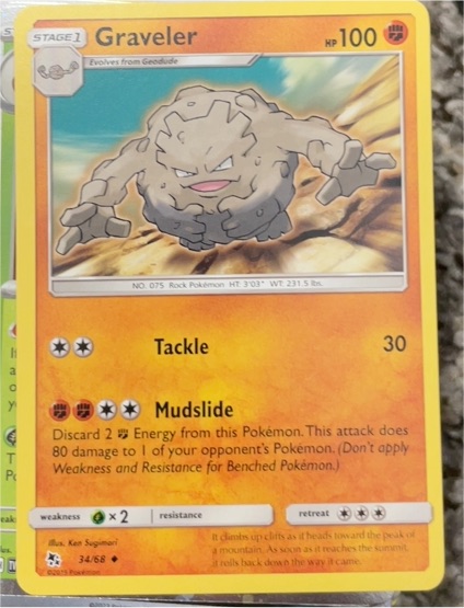 2019 Pokémon Hidden Fates #34 Graveler — front