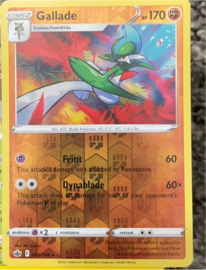 2021 Pokemon Sword & Shield Chilling Reign #81 Gallade — front