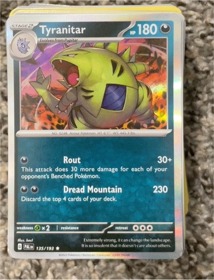 2023 Pokémon Paldea Evolved #135 Tyranitar — front