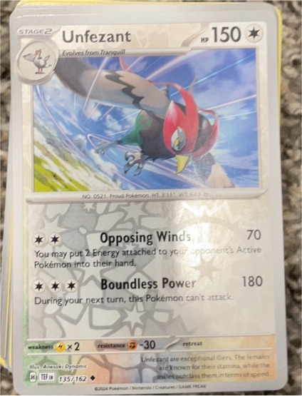 2024 Pokémon Scarlet & Violet Temporal Forces #135 Unfezant — front