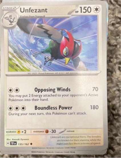 2024 Pokémon SV05: Temporal Forces #135 Unfezant — front