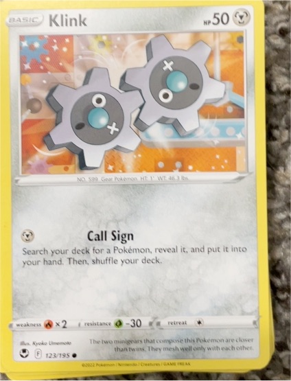2022 Pokémon TCG Silver Tempest #123 Klink — front