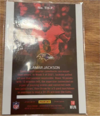 2024 Panini Zenith #TH-7 Lamar Jackson — front
