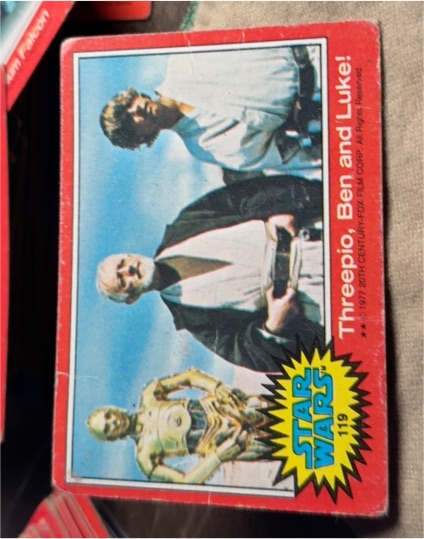 1977 Topps Star Wars #119 Threepio, Ben and Luke! — front