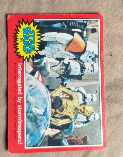 1977 Topps Star Wars Series 2 Red Border #94 Interrogated by Stormtroopers — front