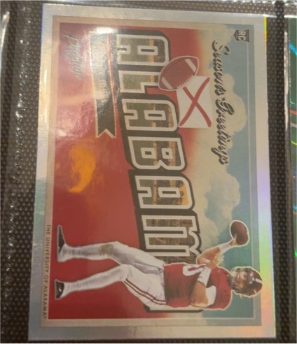 2021 Panini Prestige #SG-4 Mac Jones Seasons Greetings Alabama Tide — front