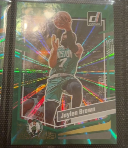 2023-24 Panini Donruss #128 Jaylen Brown Green Laser — front