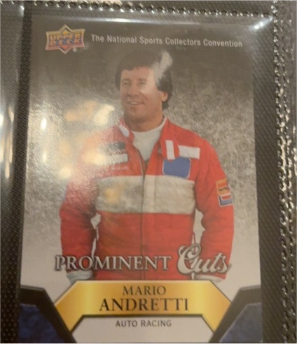 2015 Upper Deck National Sports Collectors Convention Prominent Cuts Mario Andretti — front