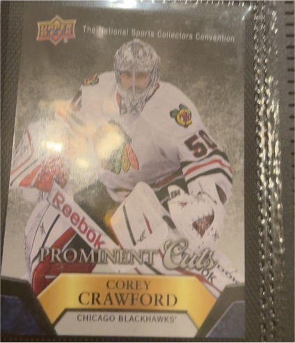 2011 Upper Deck Prominent Cuts #17 Corey Crawford — front