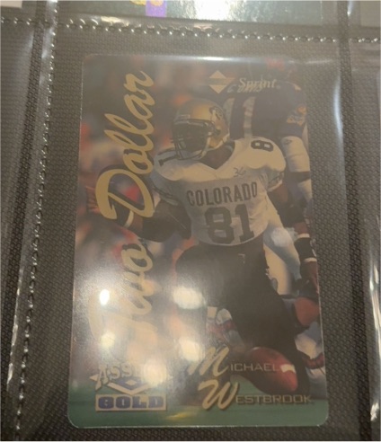 1995 Classic Games Sprint $5 Dollar Card Michael Westbrook — front